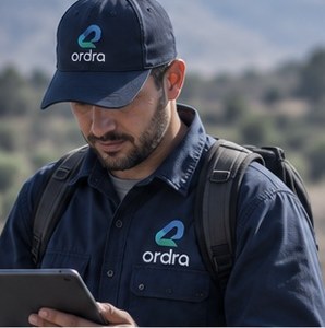 Técnico realizando trabajo de campo con una tablet